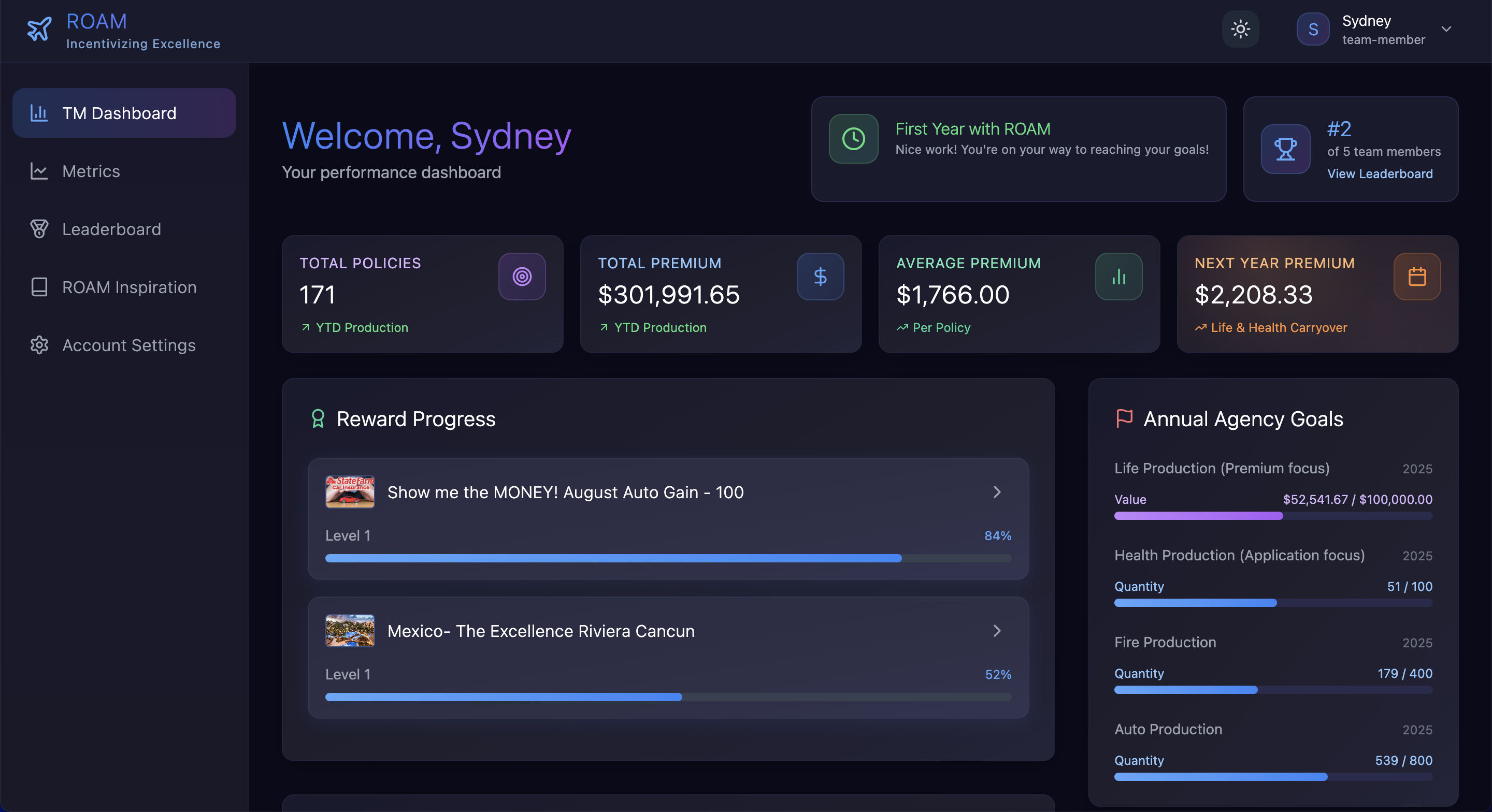 ROAM Performance Dashboard